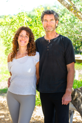 Founders Alexandra and Arnaud in Pirate Deluxe eco retreat
